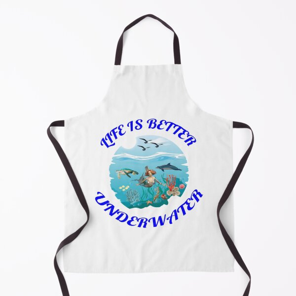 Item preview, Life Is Better Underwater with Dolphin Mermaid Seaturtle and Coral White Background designed and sold by KeysTreasures.