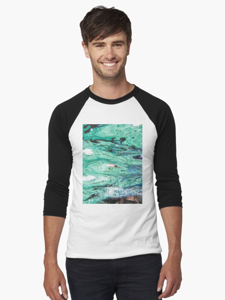 Thumbnail 1 von 3, Baseballshirt mit 3/4-Arm, Blaugrüne, grüne und blaue Ozeanwellen designt und verkauft von AlexandraStr.