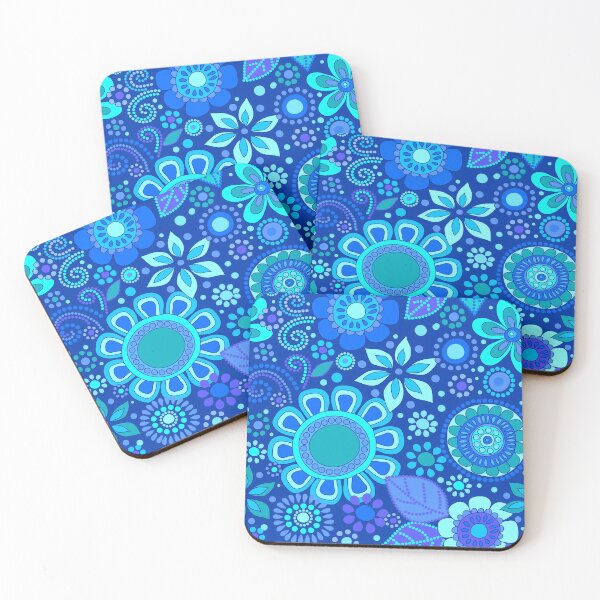 Item preview, 133 Groovy Flower Dots blue & turquoise designed and sold by Cressidacarr.