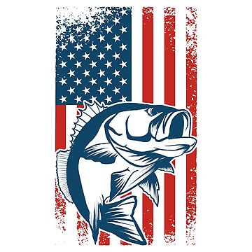 American Flag Fishing Rod USA Patriotic Classic Round Sticker