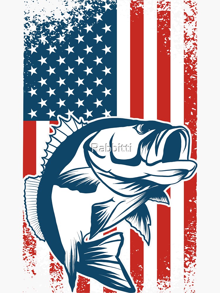 Bass Fishing American Flag Patriotic Fishing USA Fish Retro Distressed  Sticker for Sale by Rabbitti