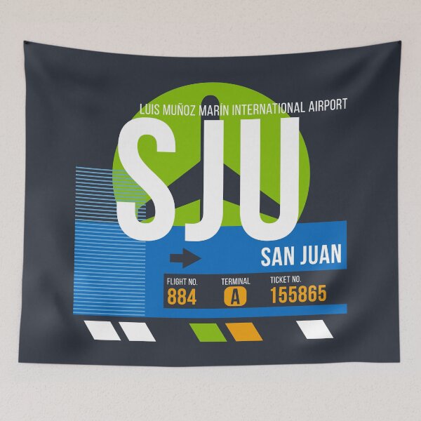 Item preview, San Juan, Puerto Rico (SJU) Airport Code Baggage Tag designed and sold by SLAG-Creative.