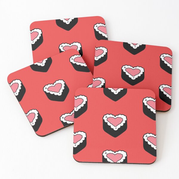 Item preview, Red Salmon Heart Sushi Fun Foodie Cute Rice Nori Ball Onigiri Musubi  designed and sold by mariesmunchies.