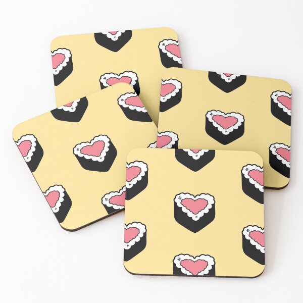 Aperçu de l'œuvre Salmon Jaune Coeur Sushi Fun Foodie Riz Mignon Boule Nori Onigiri Musubi créée et vendue par mariesmunchies.