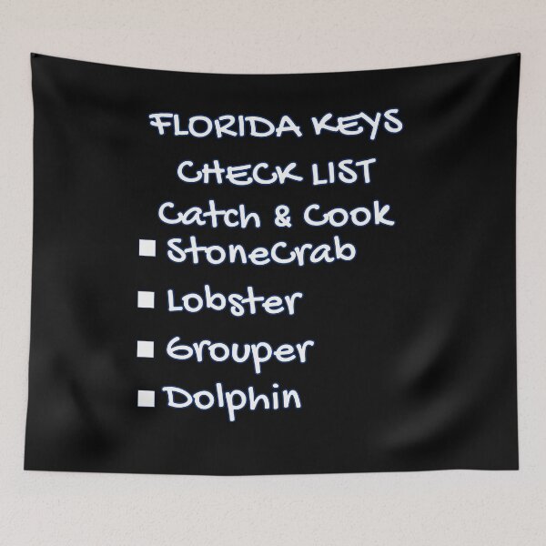 Item preview, Florida Keys Check List - Catch and Cook StoneCrab Lobster Grouper Dolphin Black designed and sold by KeysTreasures.