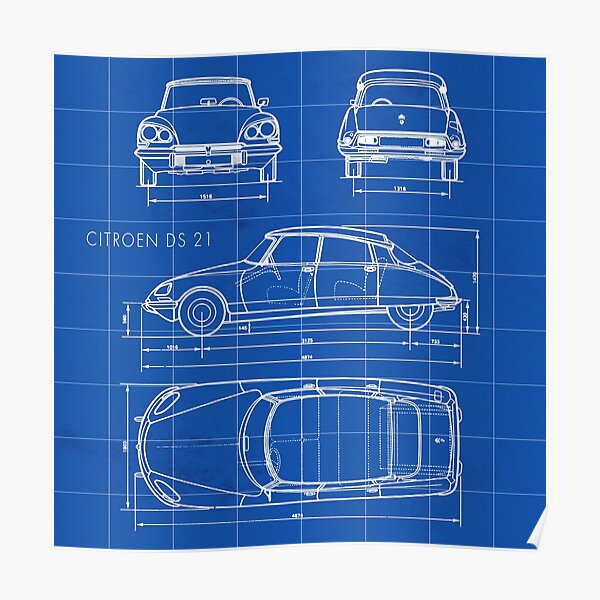 Citroen DS 21 Blaupause Poster