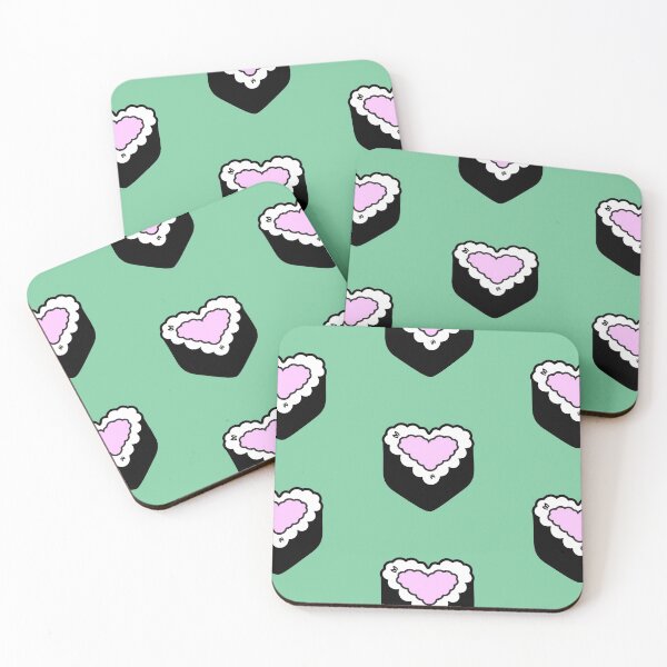Item preview, Copy of Pink Yellow Salmon Heart Sushi Fun Foodie Cute Rice Nori Ball Onigiri Musubi  designed and sold by mariesmunchies.