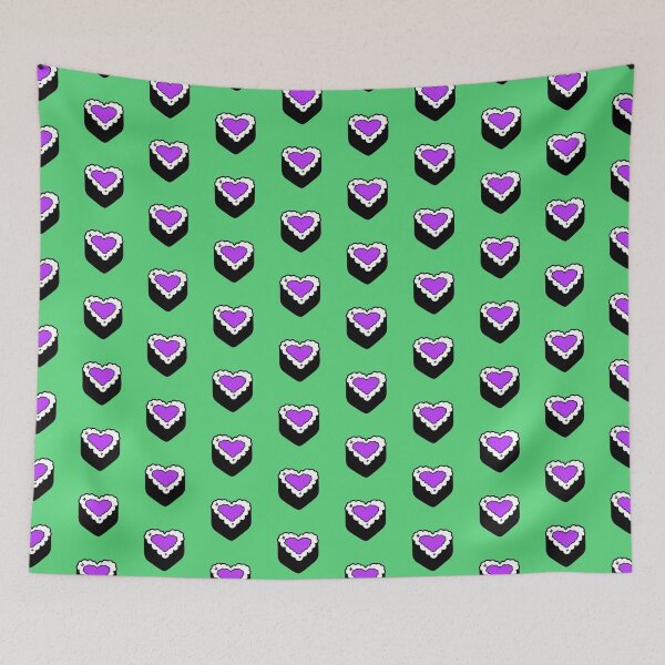 Item preview, Verde Púrpura Salmón Corazón Sushi Divertido Entusiasta Comida Linda Arroz Nori Bola Onigiri Musubi designed and sold by mariesmunchies.