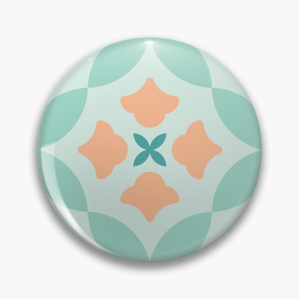 Item preview, Turquoise/Peach Floral Quatrefoil Pattern designed and sold by sarabethtextile.