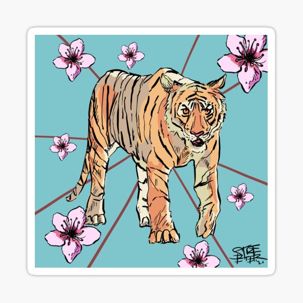 Fancy Fancy Cherry Blossom Tiger Sticker