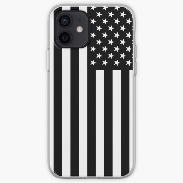 Bandera americana blanco y negro Funda blanda para iPhone