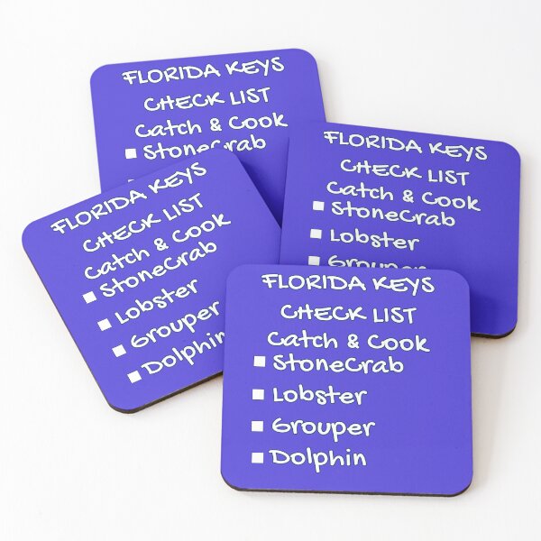Item preview, Florida Keys Check List - Catch and Cook StoneCrab Lobster Grouper Dolphin Blue designed and sold by KeysTreasures.