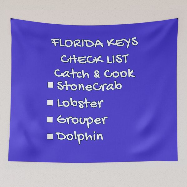 Item preview, Florida Keys Check List - Catch and Cook StoneCrab Lobster Grouper Dolphin Blue designed and sold by KeysTreasures.