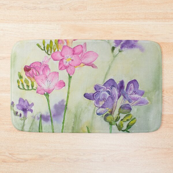 Item preview, Lilac & Pink Freesias Watercolour Painting designed and sold by Monika's Painting.