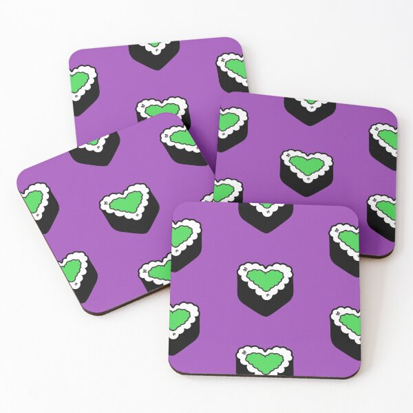 Item preview, Green Purple Salmon Heart Sushi Fun Foodie Cute Rice Nori Ball Onigiri Musubi  designed and sold by mariesmunchies.