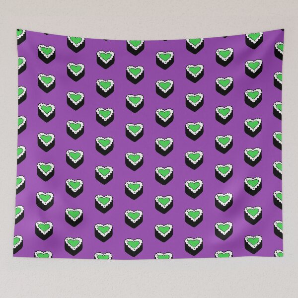 Item preview, Green Purple Salmon Heart Sushi Fun Foodie Cute Rice Nori Ball Onigiri Musubi  designed and sold by mariesmunchies.