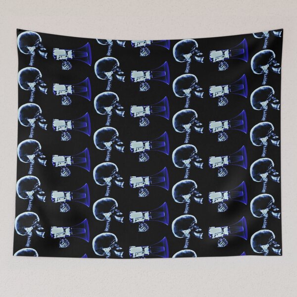 Item preview, X-ray megaphone skeleton blue pop art designed and sold by hoober24.