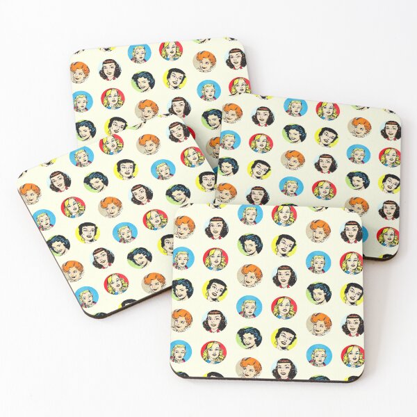 Item preview, Vintage Women Faces Print with Yellow Background designed and sold by RosarioDesigns.