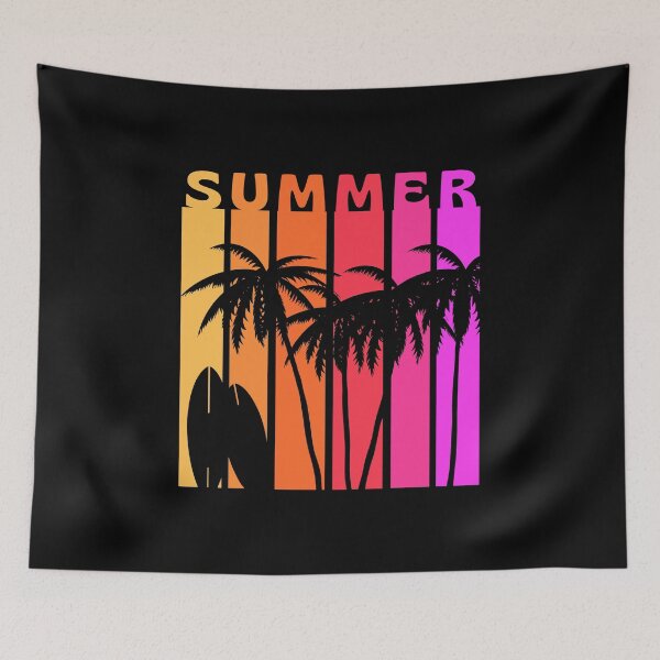 Item preview, Summer - vintage sunset scene with palm trees and surf boards designed and sold by Gerhanj.