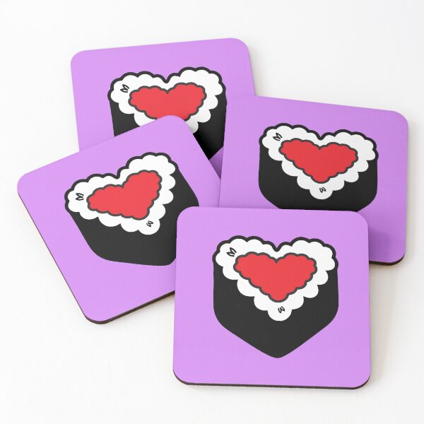 Item preview, Red Heart Purple Valentine Salmon Heart Sushi Fun Foodie Cute Rice Nori Ball Onigiri Musubi  designed and sold by mariesmunchies.