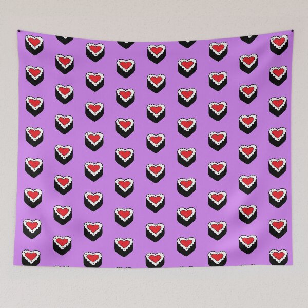 Item preview, Corazón rojo San Valentín púrpura Corazón de salmón Sushi Divertido gourmet Arroz lindo Bola de nori Onigiri Musubi designed and sold by mariesmunchies.