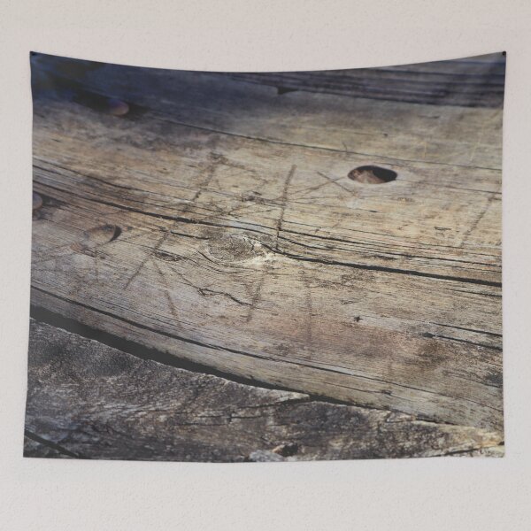 Item preview, Weathered picnic table marked by decades of users designed and sold by JinjerS.