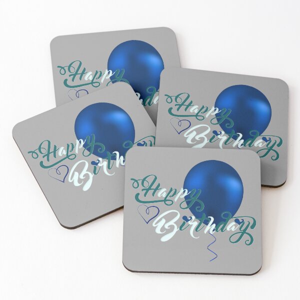 Item preview, Happy Birthday - Classy! (Blue on Light Grey) designed and sold by PawsitiveMum.