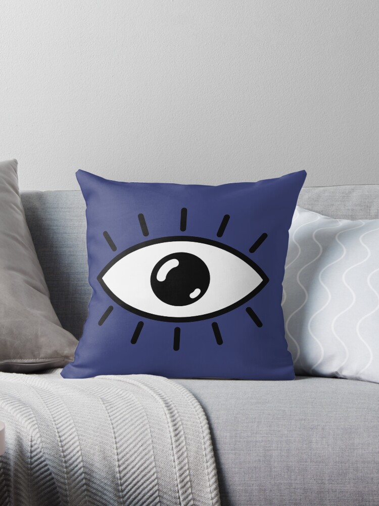Thumbnail 1 of 3, Throw Pillow, Open eye - blue designed and sold by reIntegration.