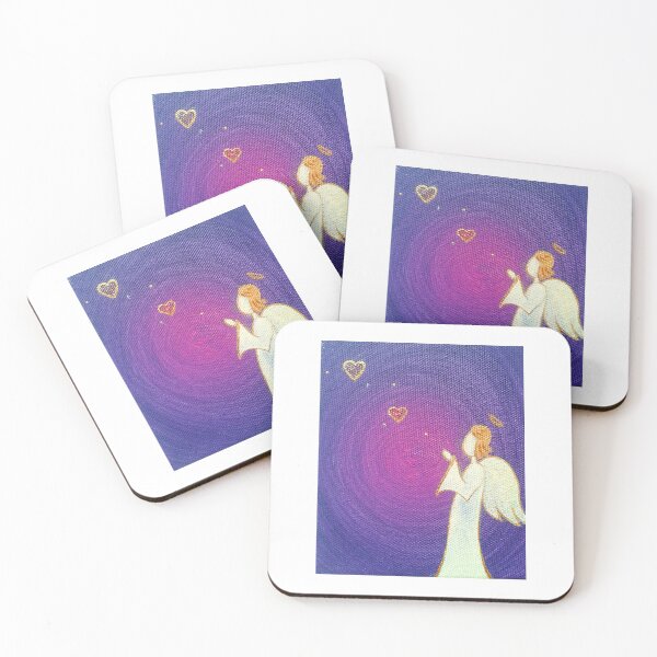Angel Kisses To You Angel Wings Art Coasters (Set of 4)