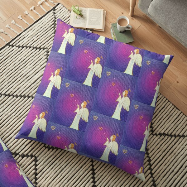 Angel Kisses To You Angel Wings Art Floor Pillow