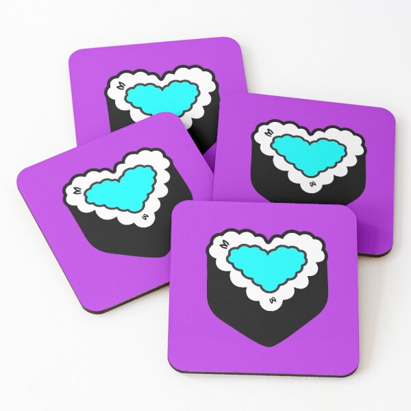 Item preview, Purple Blue Salmon Heart Sushi Fun Foodie Cute Rice Nori Ball Onigiri Musubi  designed and sold by mariesmunchies.