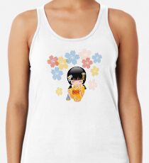 Japanese Summer Kokeshi Doll Racerback Tank Top