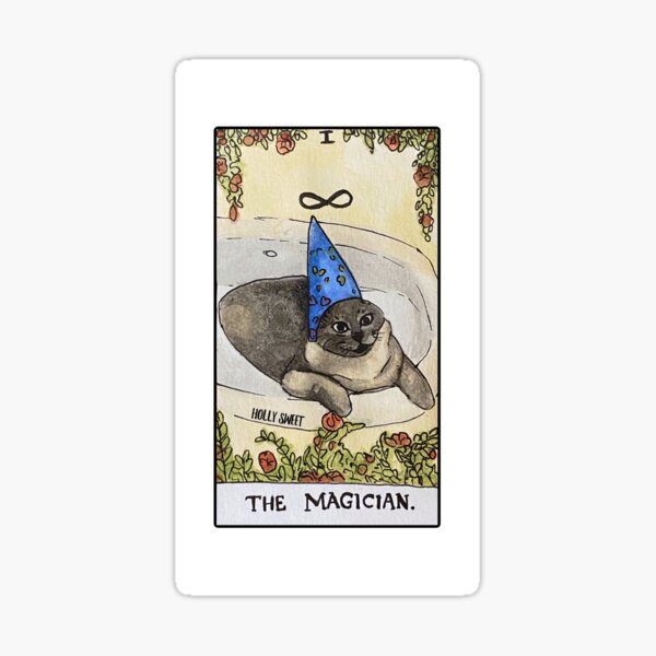 The Cat Magician, Tarot, El Mago, The Magician, Whimiscal Cat, Art, Art  Decor