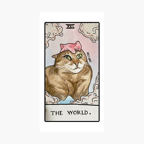 Item preview, The World funny cat vine tarot card  designed and sold by hollyisnotanart.