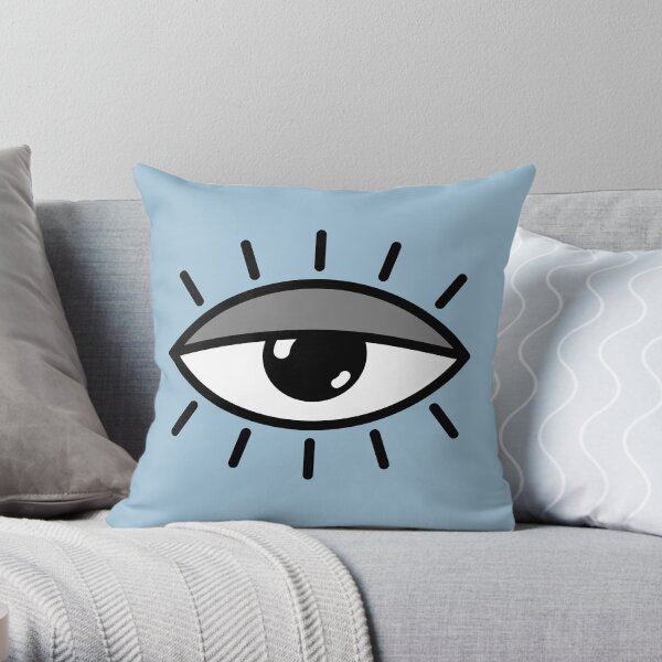 Half open eye - light blue Throw Pillow