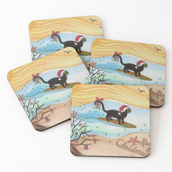 Item preview, Surfs up Christmas Cat designed and sold by Seaside Dreamer.