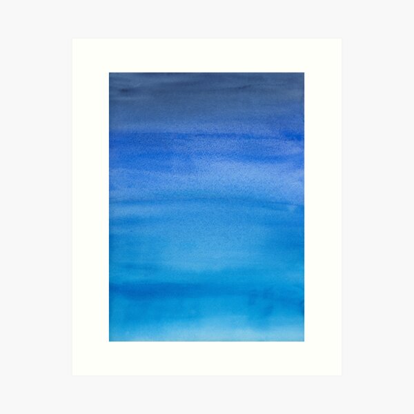 Hues of Blue Stripes Variegated Watercolor Art Art Print