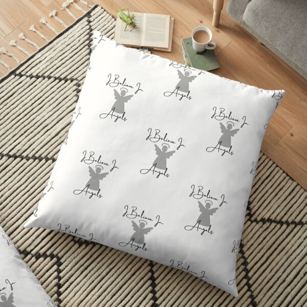 I Believe In Angels - Grey Floor Pillow