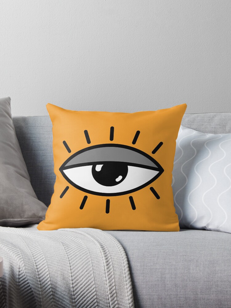 Throw Pillow, Half open eye - orange designed and sold by reIntegration