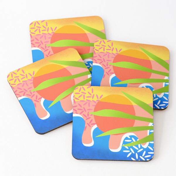 Mid-Century Tropical Coasters (Set of 4)