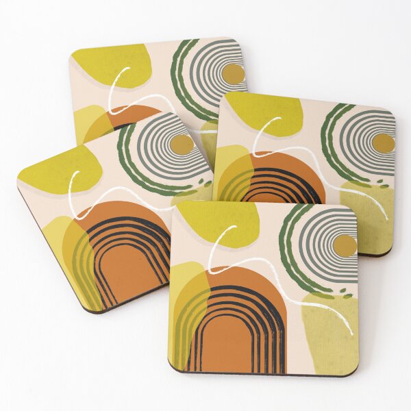 Mid-Century Tiki Coasters (Set of 4)