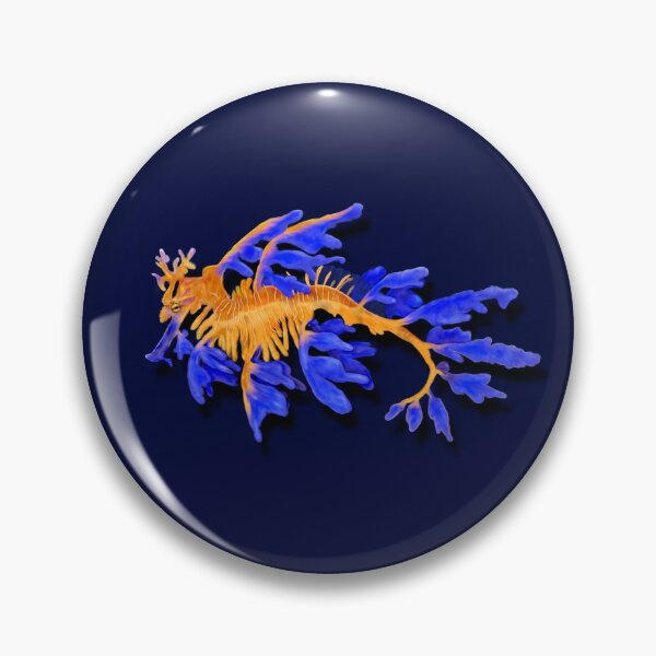 Item preview, Illustrated Gold & Blue Leafy Seadragon designed and sold by HRSCreates.
