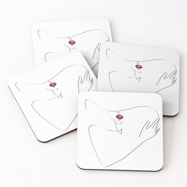Item preview, Woman wearing a hat continuous line minimalist art. Red accentuated lips designed and sold by AriadnaArt.