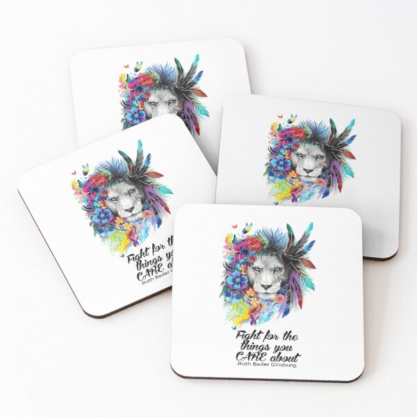 Item preview, Colorful Lion Head | Fight for the Things You Care About Ruth Bader Quote | Notorious RBG designed and sold by SchlossInspire.