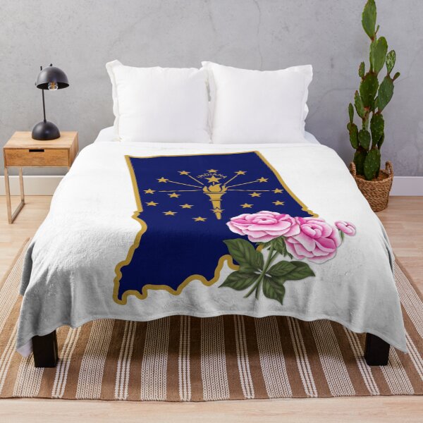 Item preview, State of Indiana Flag with State Flower Peony designed and sold by Gsallicat.