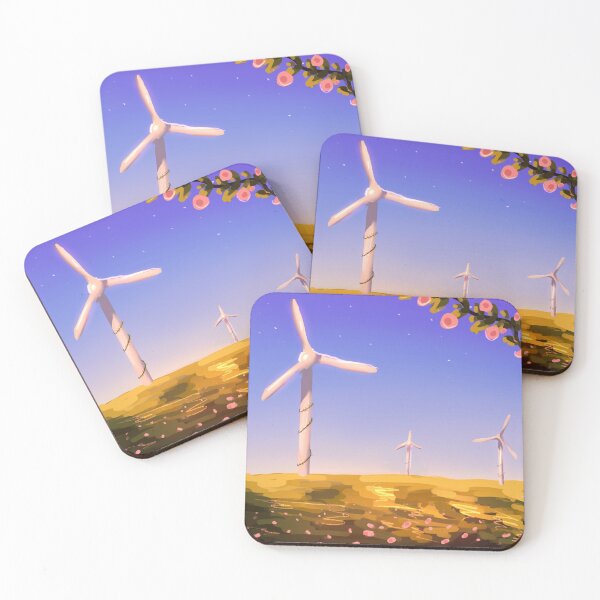 Item preview, pretty floral windmill landscape  designed and sold by HibiscusHeron.