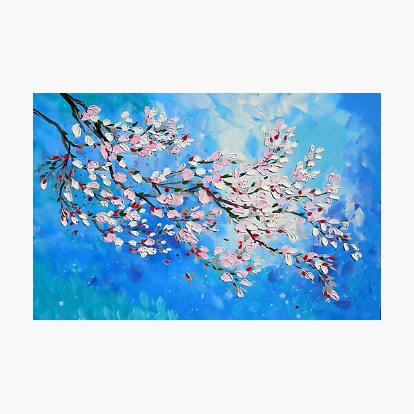 Vista previa del artículo con la obra «Pintura de flor de cerezo con espátula», diseñado y vendido por cathyartist.