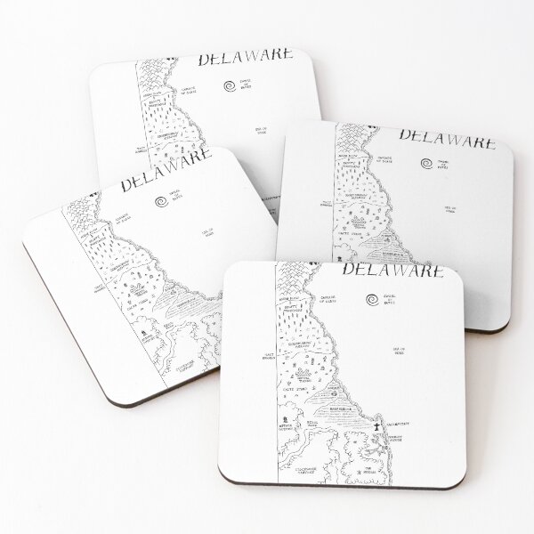 Item preview, Delaware as a fantasy map - black and white designed and sold by aldayuan.