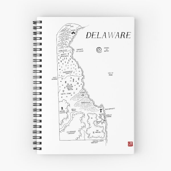 Item preview, Delaware as a fantasy map - black and white designed and sold by aldayuan.