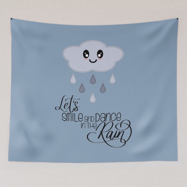 Item preview, Let's Smile and Dance in the Rain Kawaii Cute Rain Cloud in Blue designed and sold by Kelly Leung.